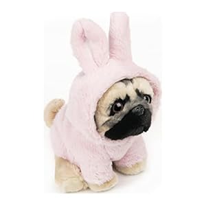 GUND Doug The Pug Fuzzy Pink Bunny Hoodie Doug Plush Stuffed Animal Pink 9