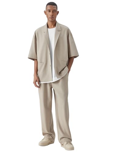 Men's Summer Suit Half Sleeves Jacket Tuxedo Pants Casual Daily Two Pieces Set