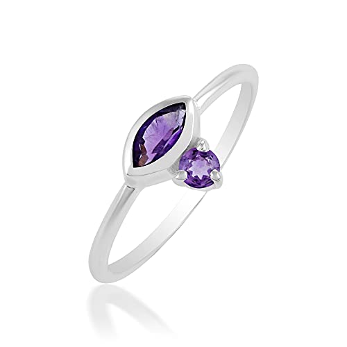 Bague en argent 925 améthyste femme pierre violette ronde