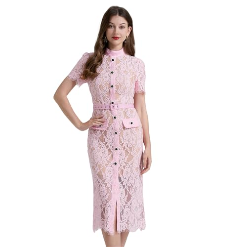 Robe ajustée en dentelle premium avec finitions haute couture fines