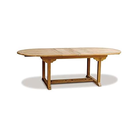 Jati Oxburgh Extending Garden Table with Parasol Hole Cover