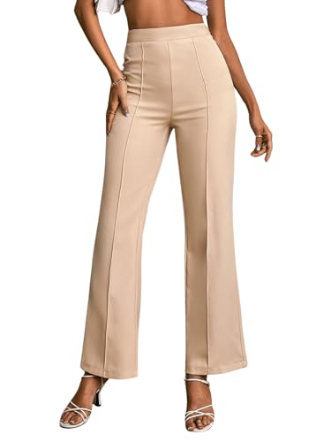 Floerns Women's High Waist Straight Leg Trousers Casual Office Bootcut Pants