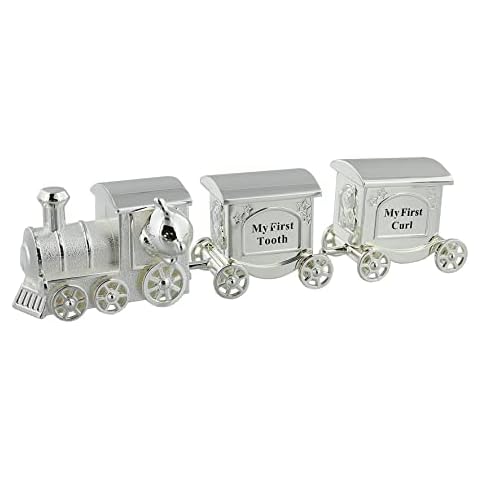 Silver Plated Baby Train with Carriages Cover
