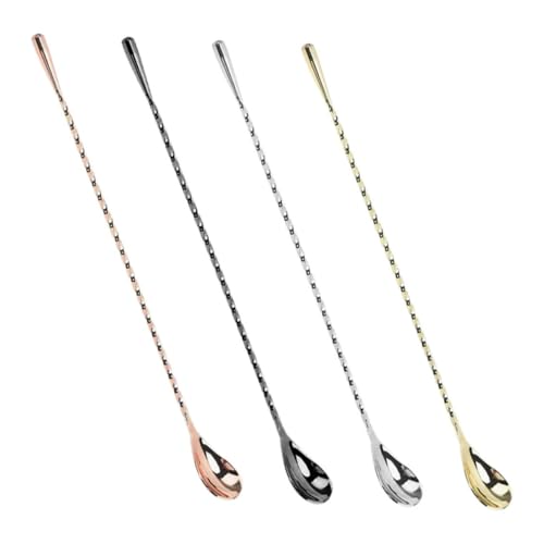 Cabilock 4pcs Stainless Steel Mixing Spoon Multi-function Bar Stirrer Household Cocktail Spoon Easy Clean for Bars Homes