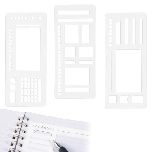 3 Pzs Plantillas para Agenda, Plantilla Flexible Hecha a Mano Herramientas de Dibujo para Scrapbooking Cuadernos Etiquetas y Agendas Diarias (Blancas)