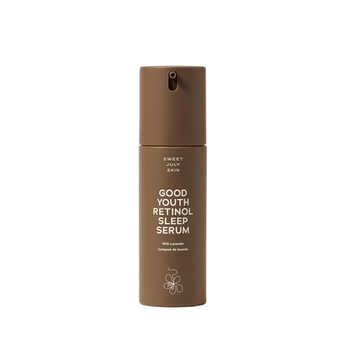 SWEET JULY SKIN Good Youth Retinol Sleep Serum Lavender Retinol Lactic Acid Turmeric Root Oil Gently Reset & Renew Hydrating Clean & Fragrance Free 1 Fl oz