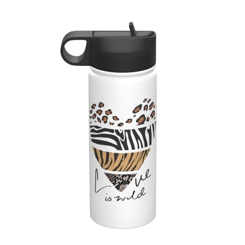 魔法瓶 ヒョウ柄 愛はワイルド 水筒 530ml タンブラー ステンレスボトル コーヒーカップ ウォーターボトル ストロー付き 大容量 真空断熱 保温保冷 子供 通勤 通学 登山 旅行 スポーツ かわいい おしゃれ プレゼント