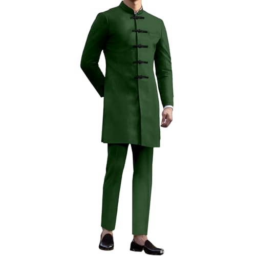 Mens African 2 Piece Set Slim Fit Traditional Suit Mens African Dashiki Shirt and Pants Outfit