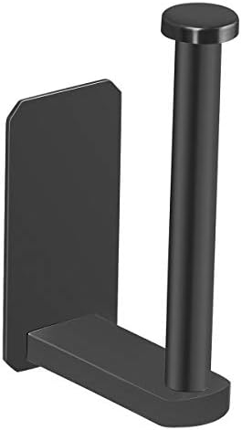 VAEHOLD Toilet Paper Holder Self Adhesive Kitchen Washroom Adhesive Toilet Roll Holder No Drilling for Bathroom Stick on Wall Stainless Steel Brushed - Black