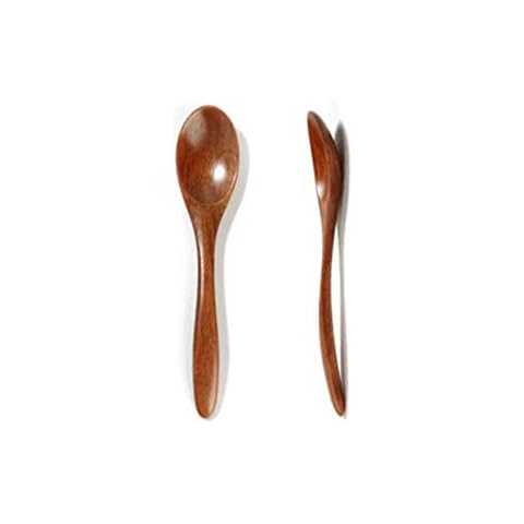 Qinlee 2pcs Holz Löffel Klein Kaffeelöffel Dessertlöffel Zucker Salz Würze Eis Honig Marmelade Holzlöffel Kochlöffel Küche liefert size 14 * 2.9cm Cover