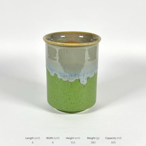 Image of SNS Ceramic Tumbler Set of 2 | Handmade Studio Pottery Drinkware for Water, Juice, Lassi, Cold Coffee & Milk | Premium Hot & Cold Beverage Glass for Home & Gifting (Moss & Mist Tumbler)