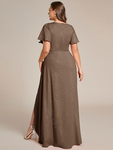 Image of Ever-Pretty Womens Glitter High Low Plus Size Cocktail Wedding Guest Dress