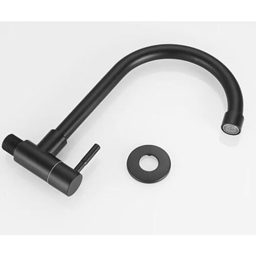 Grifo de agua fría montado en la pared negro acero inoxidable giratorio 7