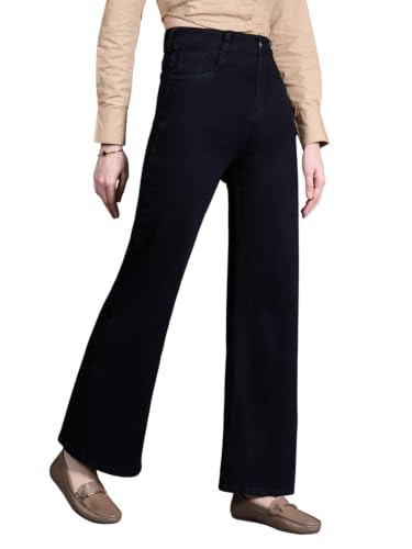 Image of Miss Chase Women's Wide-Leg High-Rise Regular-Length Stretchable Shaping Denim Jeans