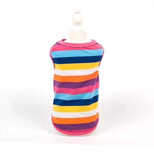 PETANGEL Rainbow Stripes Summer Cotton Sleeveless T-Shirt for Small Breed Dogs Shih Tzu, Lhasa, Poodle (Size: XXL, Chest 53 cm, Neck 38cm, Back Length 42cm, Pet Weight: 6.5Kg - 8.5Kg) (B09JGMFS1K) Amazon Price History, Amazon Price Tracker
