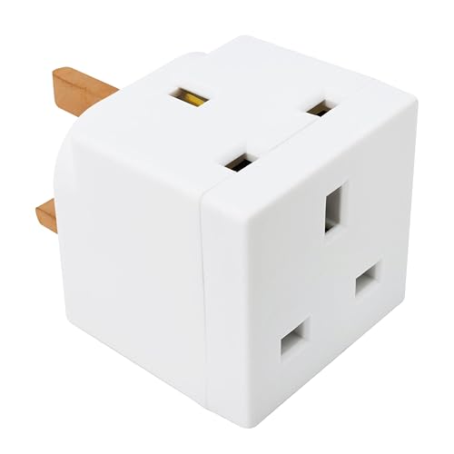 Double Dragon 13A 2-Way 3-Pin Multi Plug Adapter | Converts 1 Plug into 2 | Cube Wall Socket Splitter for Multiple Connections | Child Safety Shutters Fire-Retardant PP | UKCA & CE Certified