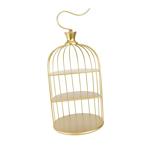 ABOOFAN Bird Cage Dessert Stand Multi Layer Cake Rack for Weddings Parties Events Iron Snack Holder with Three Trays Elegant Table Decoration for Cakes Treats
