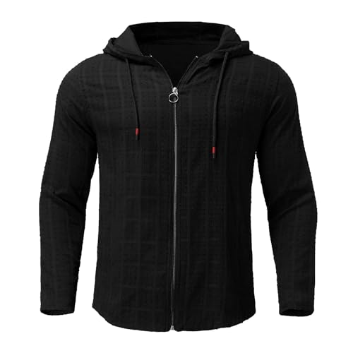 Trendy Hoodies for Men Long Sleeve Hoodie Summer Full Zip-Up Swiss Dot Drawstring Hooded Cardigan Tops Beach T Shirts3