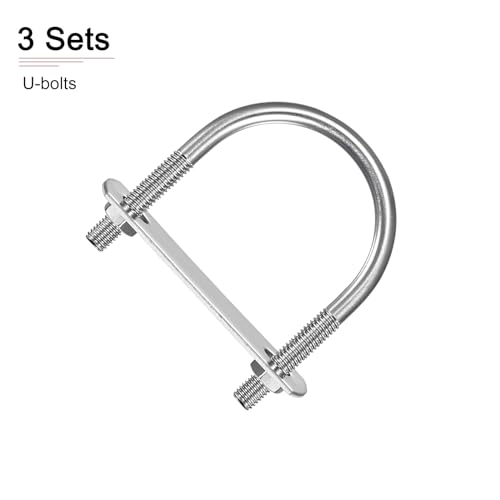 Image of DTGN M6x42x62mm(ThreadxWxL) Round U Bolt - 3Pack - Good for Trailer Pipe Replacement Parts - 304 Stainless Steel U Shape Bolts