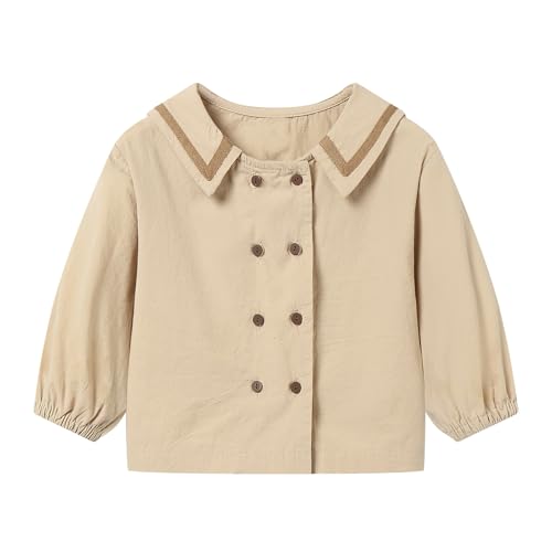 Baby Girl Double Breasted Shirt Sailor Collar Cotton Blouse 12M-6X