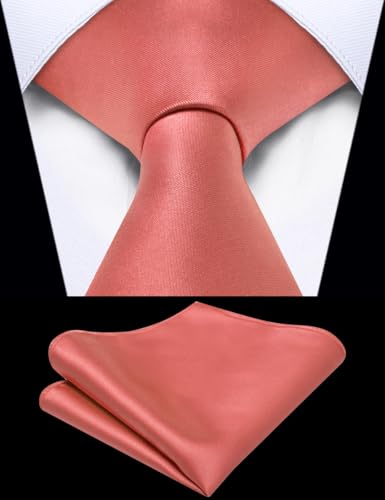 Image of YourTies Zipper Tie for Men Adjustable Pre-tied Satin Neckties and Pocket Square Set Solid Color Business Formal Wedding