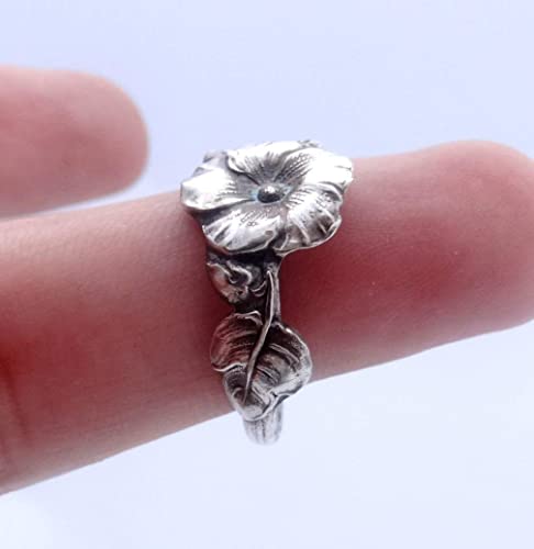 Spoon Ring Hollyhock, Silver Spoon Ring, Silver Ring, Sterling Silver Ring, Spoon Jewelry, Floral Jewelry, Floral Ring, Unique Ring #TOP1