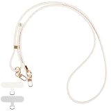 Olgary Cordino Per Cellulare Universale Telefono Phone Lanyard Tracolla con 2 Patch, Collana Nylon Cinturino Regolabile In Pelle Intrecciata, Compatibile Con La Maggior Parte Degli Smartphone, Bianco