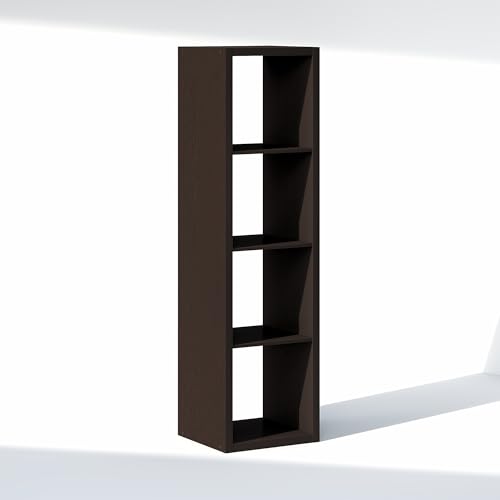 Image of Furinno Cubic Extra Thick 4-Cube Closet Organizers and Storage, Dark Oak | 14.6 x 16 x 58 in, Vertical Open Shelf Closet Storage, Closet Organizer, for Wardrobe, Bedroom, Living Room