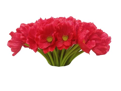 10 Pcs High Quaulity Fresh Artificial Mini Real Touch Pu/ Latex Corn Poppies Decorative Silk Fake Artificial Poppy Flowers For Wedding Holiday Bridal Bouquet Home Party Decor Bridesmaid (Red) #TOP6