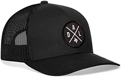 HAKA DAL City Trucker Hat, Dallas Hat for Men & Women, Adjustable Baseball Hat, Mesh Snapback, Sturdy Outdoor Black Golf Hat (Black)