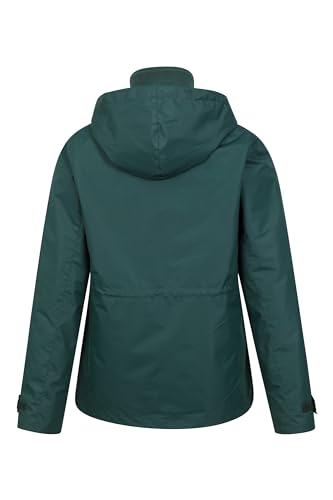 Mountain Warehouse Fell 3-in-1 Damen-Jacke - atmungsaktive, lange, wasserdichte, warm gefütterte Winterjacke für Damen mit Kapuze für Outdoor-Aktivitäten, Fleecejacke Dunkel Grün Damengröße EU 40
