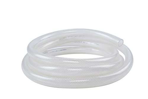 1/2" Id X 3/4" Od - 10 Ft High Pressure Braided Clear Pvc Vinyl Tubing Flexible Vinyl Tube, Heavy Duty Reinforced Vinyl Hose Tubing, Bpa Free And Non Toxic #TOP1