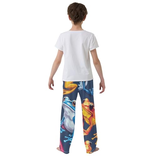 ZZXXB Colorful Frog Boys Long Pants Soft Trousers Elastic Waist Kids Lounge Bottoms with Pockets S-XL3