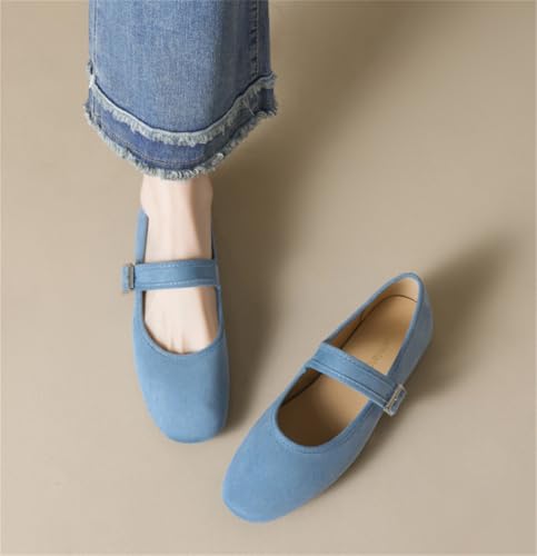 Suede Ballet Flats for Women French Retro Mary Jane Dress Flat Soft Suede Shoes Casual Buckle Shoes for Work Travel 20253