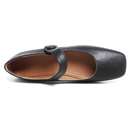 Dear Time Women's Square Toe Ballet Mary Jane Dress Flats Shoes Comfortable Black Brown Vintage Ballet Shoes for Women3