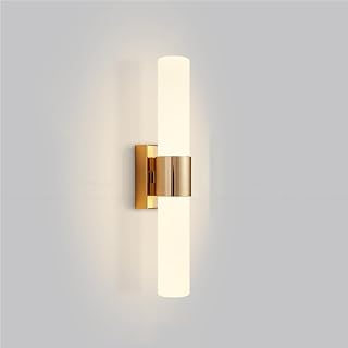 Milk Glass Wall Sconce Black Gold Farmhouse Mid Century Modern Long Tube Light for Bathroom Bedroom and Living Room