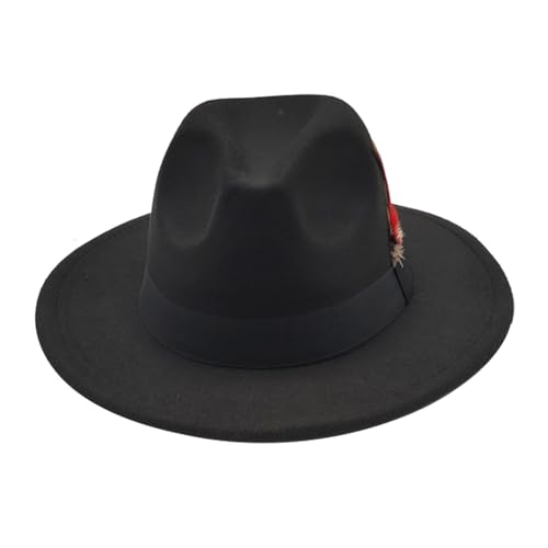 Image of Mens Fedora Hats Classic Wide Brim Fedora Hat for Women Men Dress Hats Panama Hat with Band