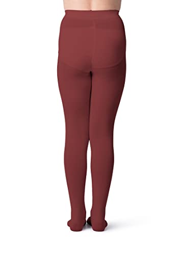 Silky Toes Girls' Opaque Microfiber Tights (2 Pairs) Black White Or Colored Nylon Stockings For Kids And Toddlers Every Size (Burgundy 2Pk, 10-12) #TOP2