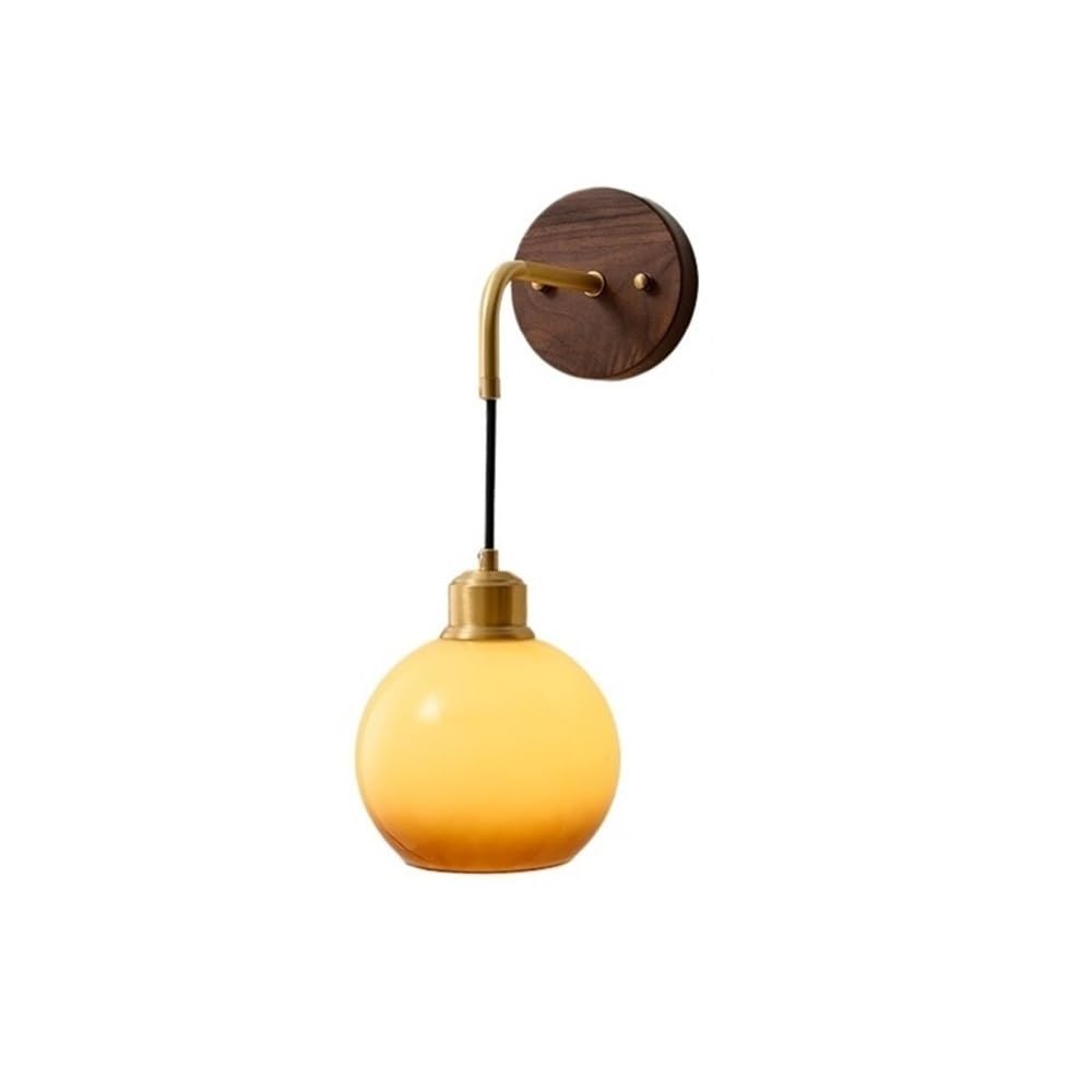 birene Wall Lamp Vintage Walnut Brass Living Room Background Wall Decorative Lamp Bedroom Bedside Lights