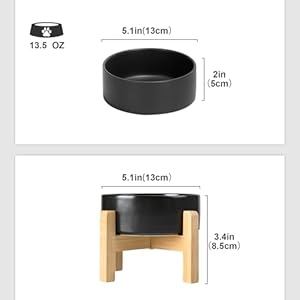 Spunkyjunky Ceramic Dog Food and Water Bowl Set 2 Pack Raised Dog Bowls Antislip Wooden Stand Elevated Dog Feeding Bowls for Small Breedsblack135oz2  Cucciolini Doodles Spunkyjunky ceramic dog food and water bowl set 2 pack raised dog bowls anti slip wooden stand elevated dog feeding bowls for small breedsblack13 5oz2   cucciolini doodles
