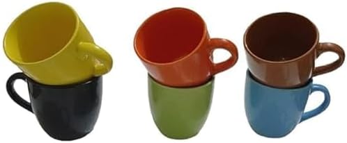 Handmade Ceramic Multi Color Coffee Cup Set/Tea Cup Set / 6 Cup Set/Round, 180 Ml
