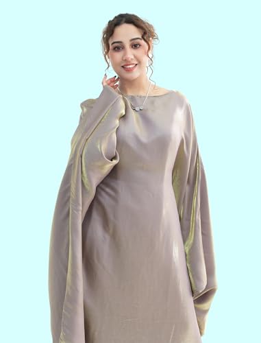 Image of Dubai Bat Sleeve Dress Shiny Robe for Women Muslim 1pc Abaya Eid Prayer Clothes Soft Dubai Travel Party Dress Maxi Abaya