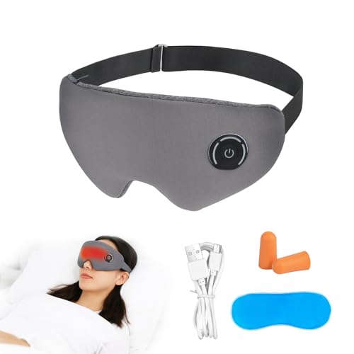 Heated Eye Mask – Rechargeable Fabric Eye Mask with Hot & Cold Compress, Adjustable Temperature & Timer, Washable Cover Sleep Eye Masks, Eye Massager with Heat for Home, Office & Travel