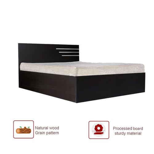 Image of Bharat Lifestyle Amsterdam Engineered Wood King Size Bed Without Storage (78x72 Inch, Wenge Finish) | Wooden Double Bed for Bedroom & Living Room | Knock Down Assembly | 1 Year Warranty