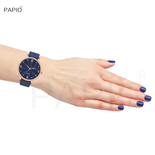 Image of PAPIO Silicone Strap Elegant Women's Analog Wrist Watch for Ladies and Girls | Stylish & Trendy | Premium Strap | Perfect for Casual, Party & Formal Wear