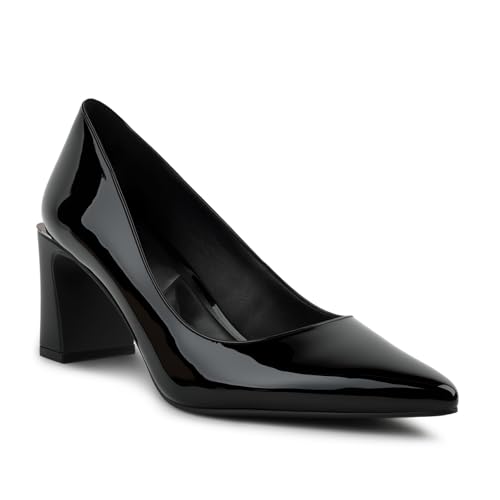 Herrlyn Black Pumps for Women, Block Heels Comfort Dress Pumps Shoes, Pointed Toe Heels Cushioned Insole for Women Office Wedding, Size 8