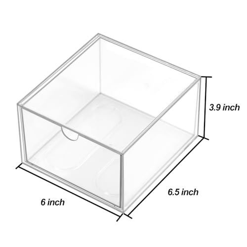 Image of Clear Drawer, Arclic Box, Makeup Organizer Container, 6,5 inch Storage Drawer for Bathroom Dresser Vainty, Tissue Dryer Sheet Holder Disposable Face Towels Organizer, Light Gray