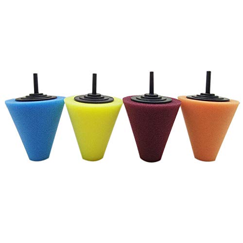 Tamponi di lucidatura per auto, Spugna lucidante for mozzi ruota auto, cono in schiuma metallica for ruote auto, portiere e maniglie auto, 4 pezzi