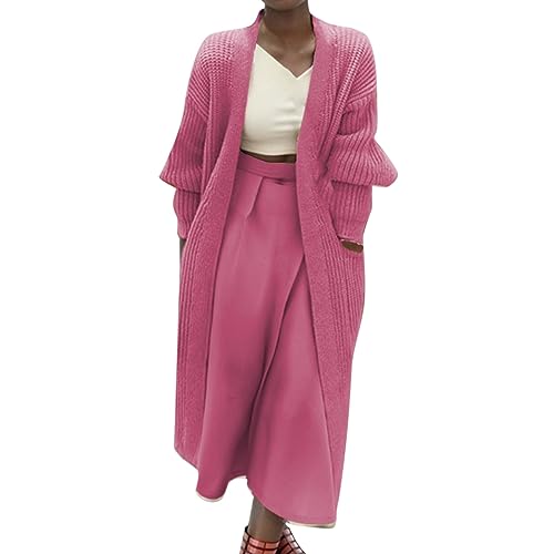 Cardigan long chaud pour femme avec poche à manches longues et léger Cardigan élégant confortable Automne Hiver, Rose, L Cardigan long chaud pour femme avec poche à manches longues et léger Cardigan élégant confortable Automne Hiver, Rose, L