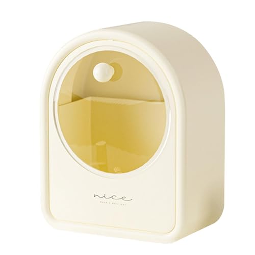 Qkbuza Caja organizadora de maquillaje, estuche transparente para bastoncillos de algodón | Caja de almacenamiento a prueba de polvo para el escritorio, multifuncional, organizador de almacenamiento